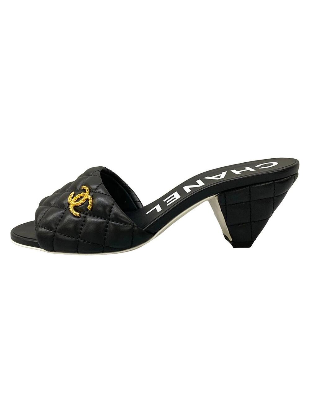 Chanel Black Leather Women's Sandals #327906C11B
